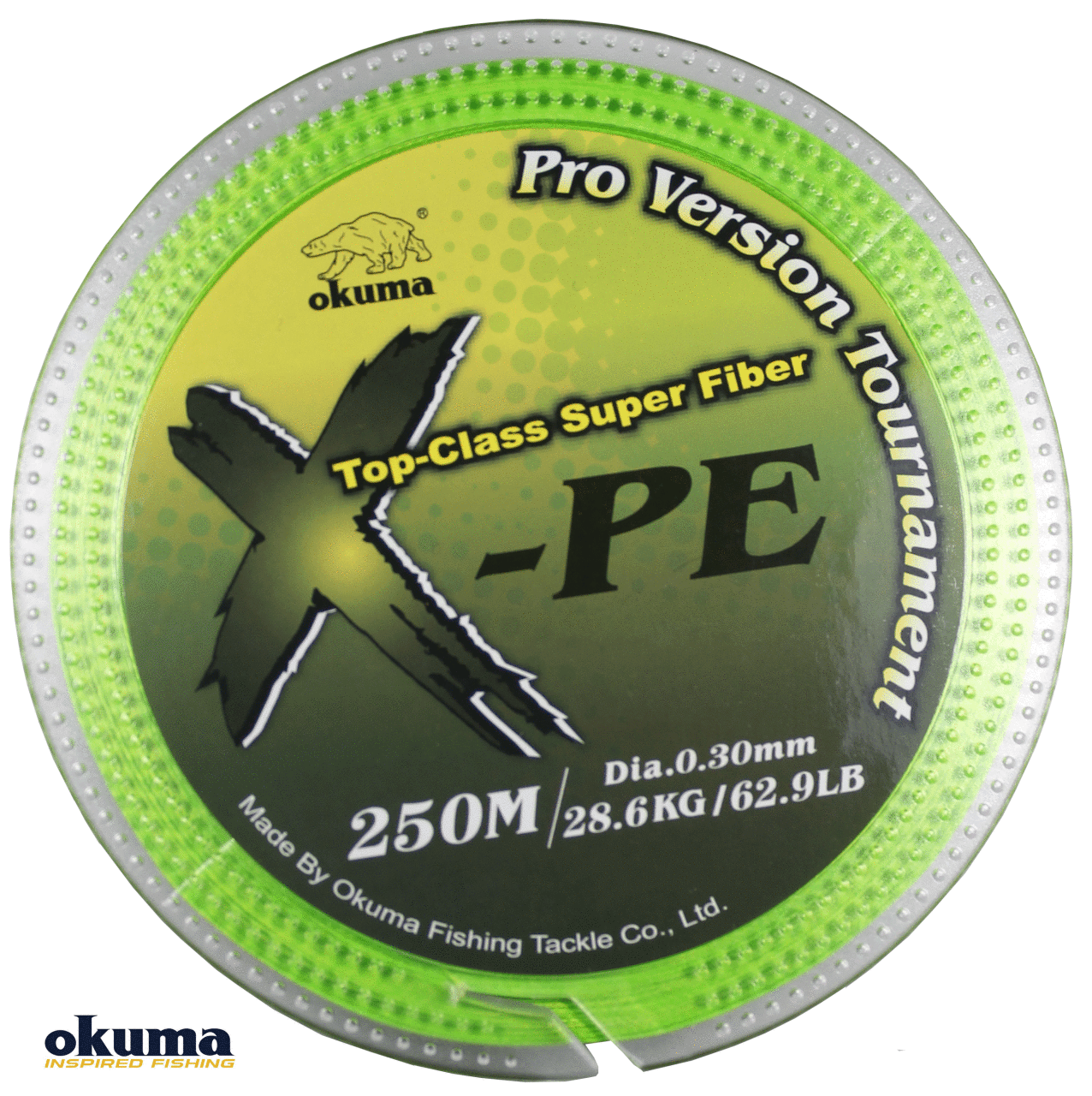 Okuma X-PE Dynema 8 Kat 250 mt Green Örgü İp Okuma X-PE Dynema 8 Örgü 250 mt 0,30 Green Misina