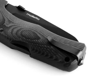 Lionsteel TM1 Special Edition - BladeHQ - Black Camo Carbon Fiber - Black Blade Deri Kılıflı Çakı