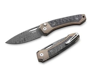 Lionsteel Twain Damascus - Bronze Titanium / Carbon Fiber Çakı