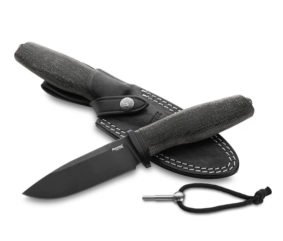 Lionsteel Acha Black Burlap Black Blade Mikarta Bıçak