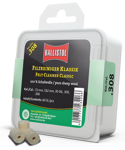 BALLISTOL .308 (WIN) KALİBRE NAMLU TEMİZLEME KEÇESİ / 60 ADET