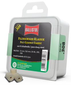 BALLISTOL .308 (WIN) KALİBRE NAMLU TEMİZLEME KEÇESİ / 60 ADET
