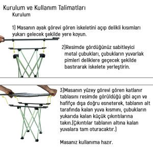 PLATAN ONES-M METAL KATLANIR KAMP MASASI (KÜÇÜK BOY)