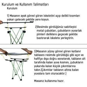 PLATAN ONES-M METAL KATLANIR KAMP MASASI (BÜYÜK BOY)