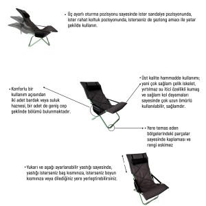 PLATAN ONES-E ŞEZLONG TİPİ KATLANIR KAMP SANDALYESİ