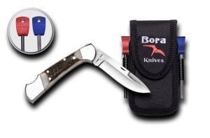 Bora 203 BPS Orta Boy İnce Yuvarlak Uçlu Boynuz Saplı Çakı Survival Kit