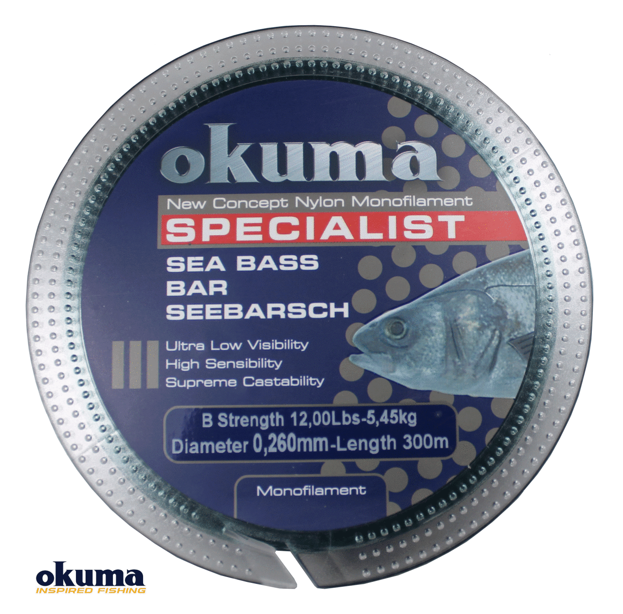 Okuma Seabass 300 mt 20,00 lb 9,09 kg 0,34 mm Moss Green Misina