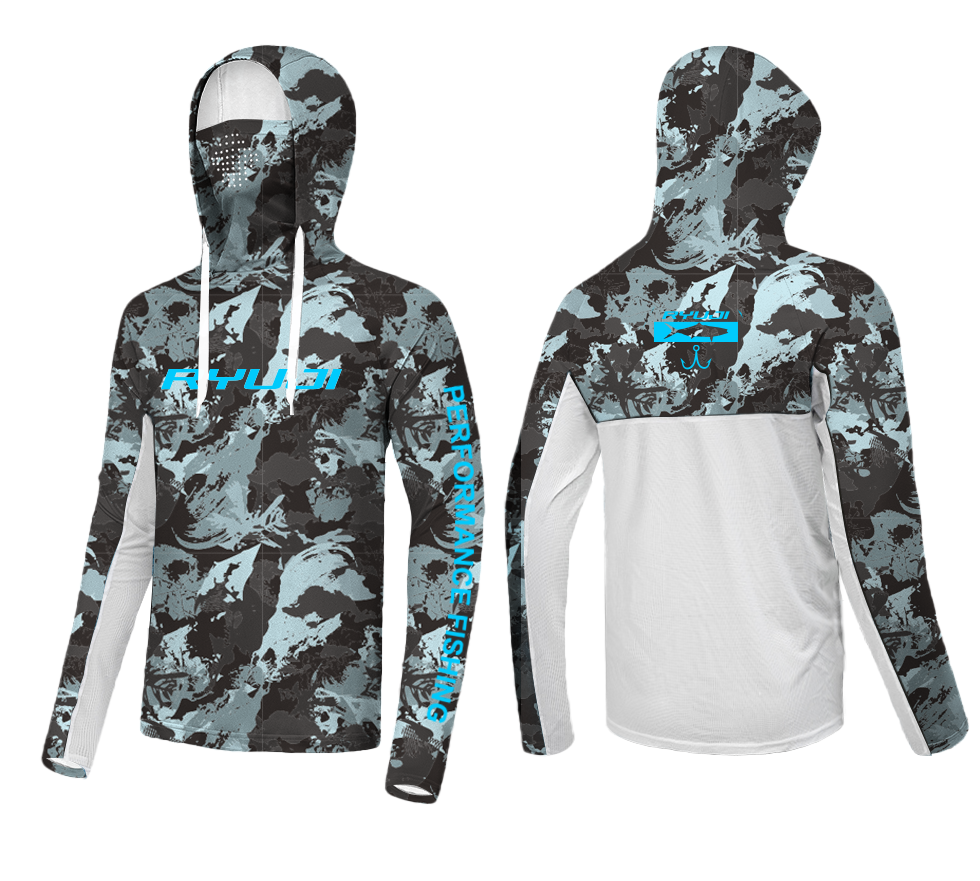 RYUJI UV PERFORMANCE HOODIE SHIRT+NECK, DARK TIDE