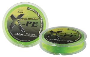 Okuma X-PE Dynema 8 Kat 250 mt Green Örgü İp Okuma X-PE Dynema 8 Örgü 250 mt 0,10 Green Misina