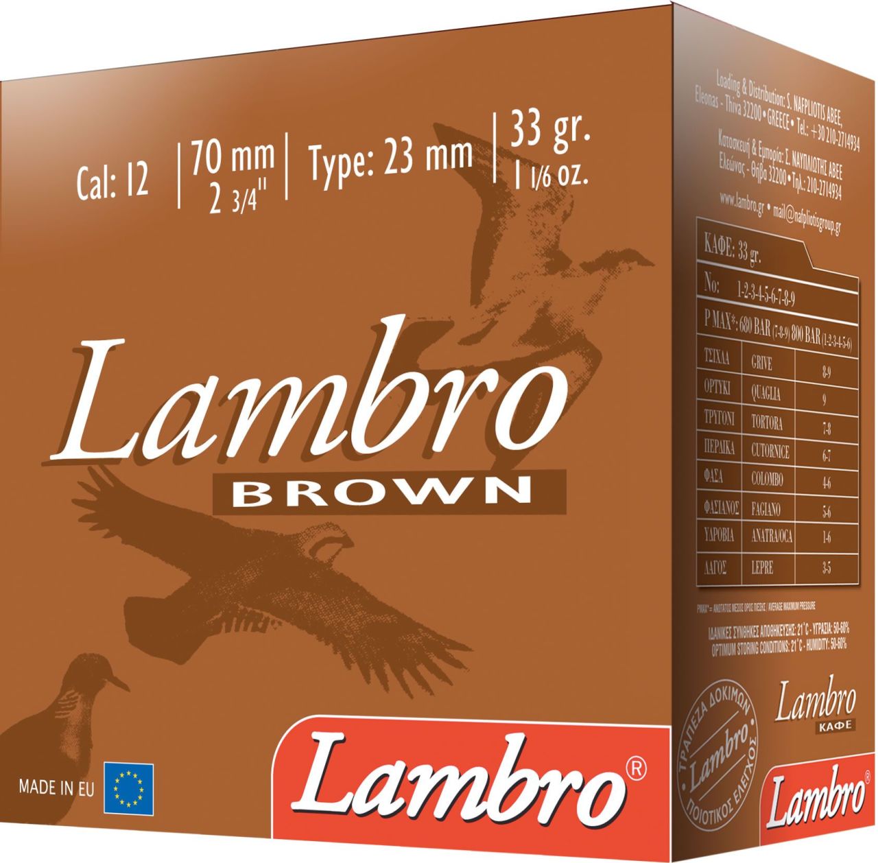 LAMBRO BROWN 33 GR. AV FİŞEĞİ - 12 CAL.