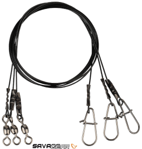 Savage gear Black 7 Trace 40 cm 0.60 mm 25 kg Swivel/Needle Snap 3 Adet