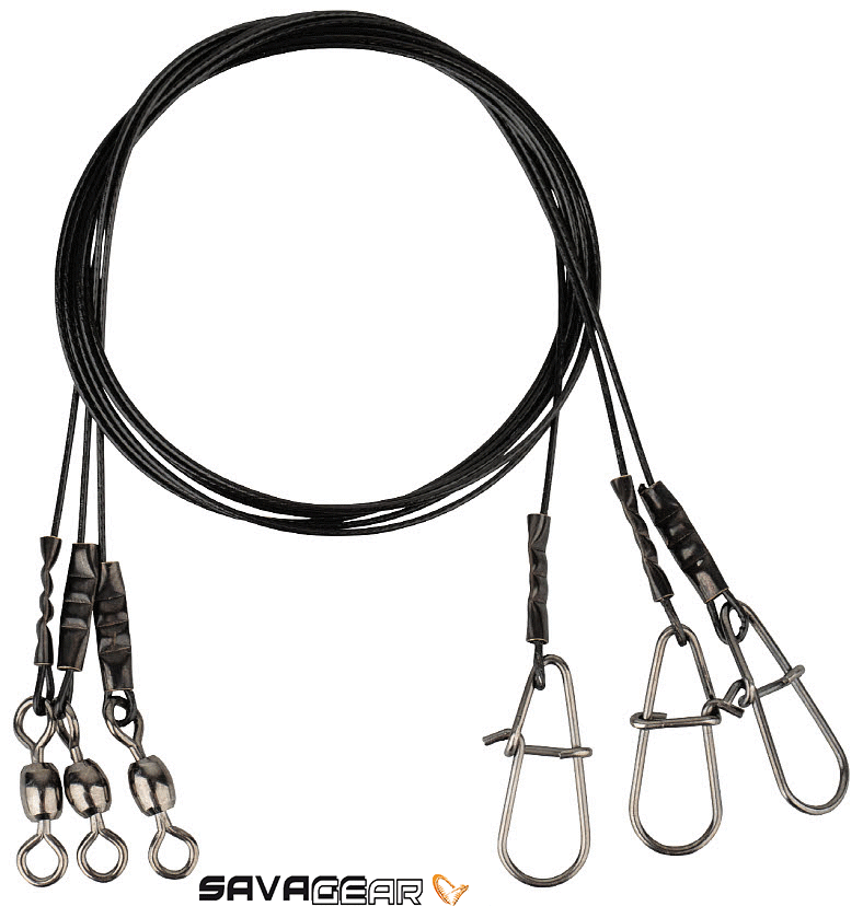 Savage gear Black 7 Trace 20 cm 0,35 mm 7 kg Swivel/Needle Snap 3 Adet