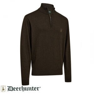DEERHUNTER Harrington Fermuarlı Kahverengi Kazak XL