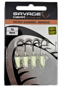 Savage Gear LRF Micro Sandeel Jighead Glow 4 Adet #8 2gr