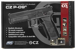 ASG CZ P-09 SİYAH BLOWBACK HAVALI TABANCA