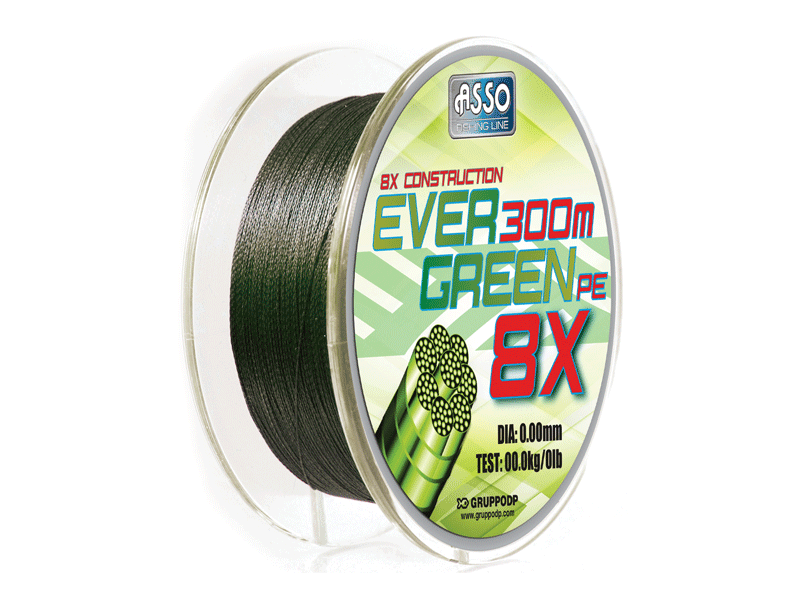 Asso Ever Green 8 Örgü Mumlu 130 MT İp Misina NO: 0,12MM / 130MT. / 10,00 LB