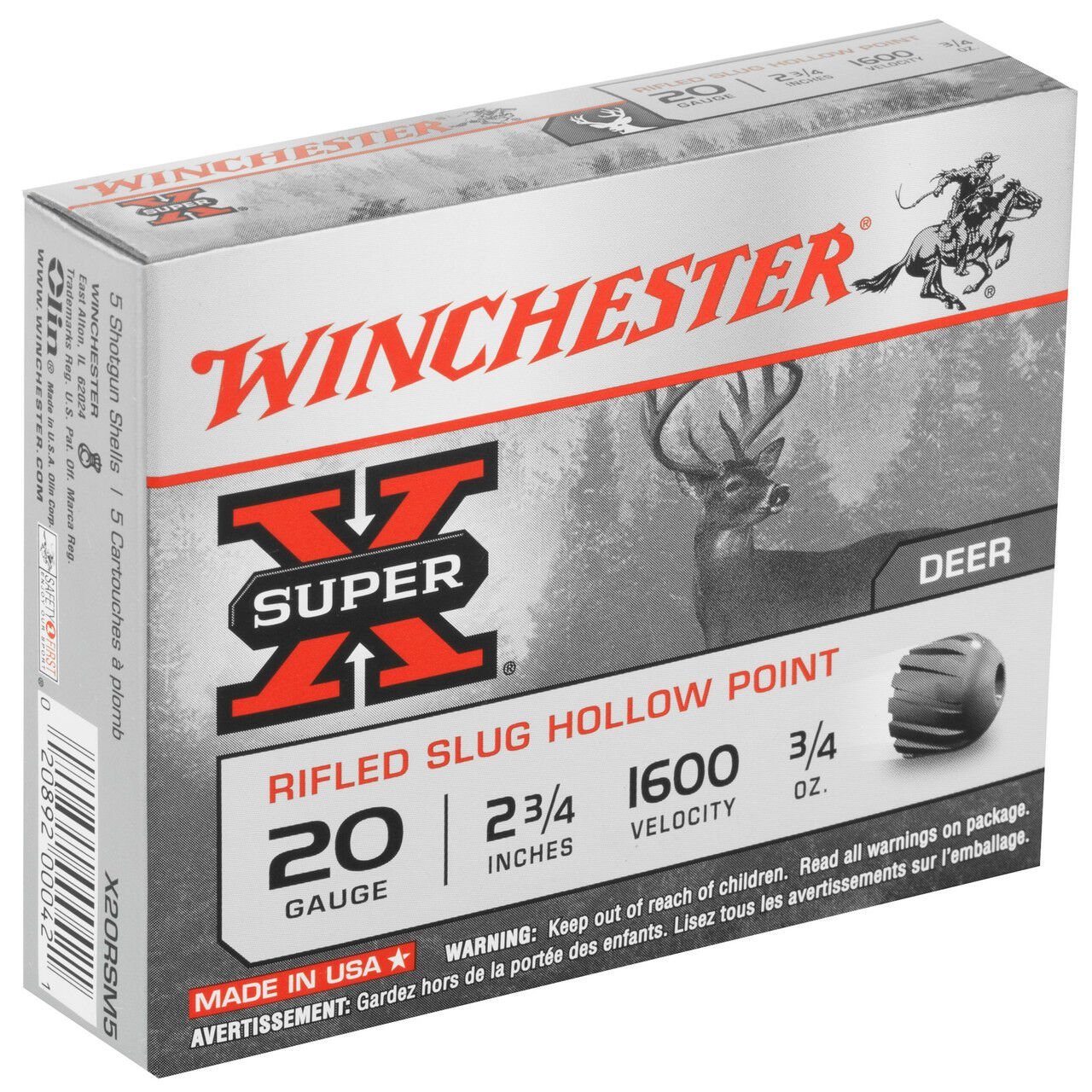 WINCHESTER (USA) RIFLED SLUG HOLLOW POINT TEK KURŞUN - 20 CAL.