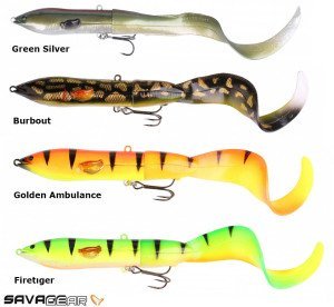 Savage gear 3D Hard Eel Tail Bait 17 cm 40 gr 1+2 Suni Yem 10-Green Silver