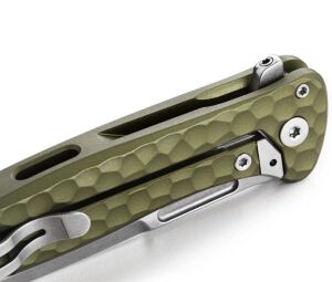 Lionsteel Emmet EM01A GS Stone Washed Blade MagnaCut Green  Aluminium Hammertone Çakı