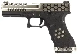 AW CUSTOM GLOCK 17 HEX-CUT SILVER BLOWBACK AIRSOFT TABANCA