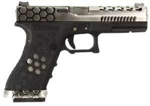 AW CUSTOM GLOCK 17 HEX-CUT SILVER BLOWBACK AIRSOFT TABANCA