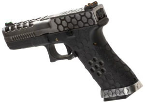 AW CUSTOM GLOCK 17 HEX-CUT SILVER BLOWBACK AIRSOFT TABANCA