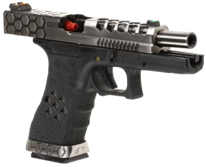 AW CUSTOM GLOCK 17 HEX-CUT SILVER BLOWBACK AIRSOFT TABANCA