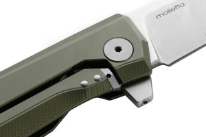 Lionsteel MT01A GS Myto Stone Washed M390 Blade, Green Aluminum Handle Çakı
