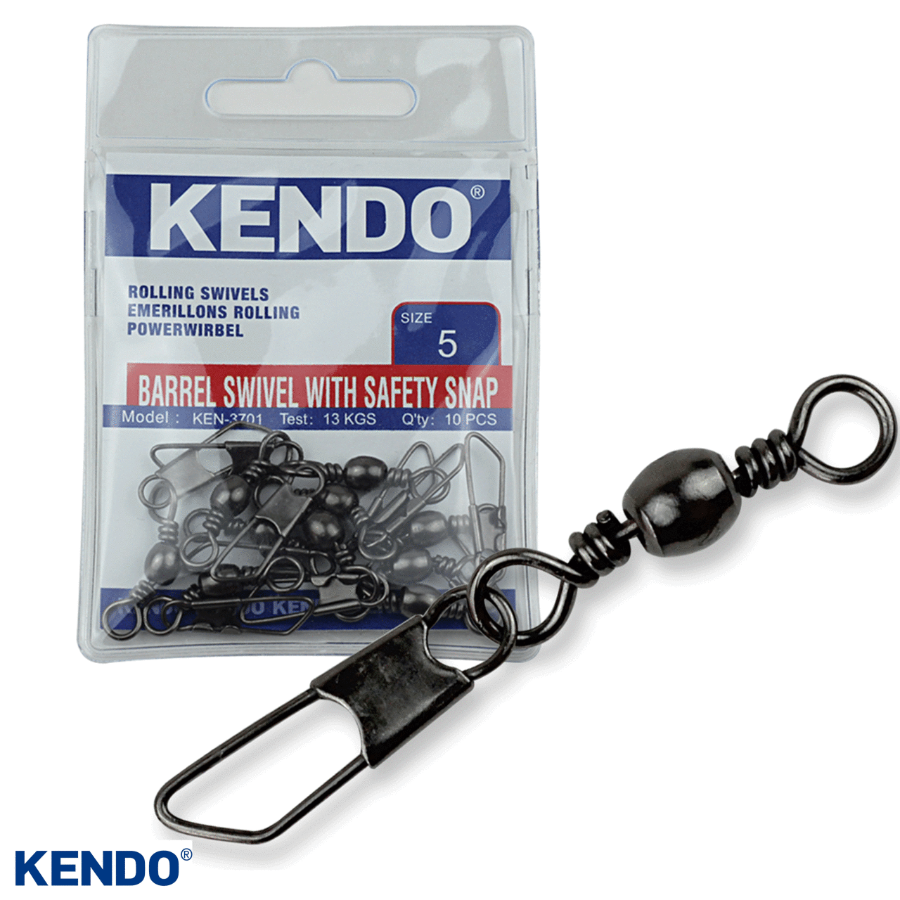 Kendo Rolling Swivel Safety Snap Snap 10 Adet (Düz Klips)